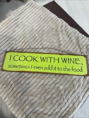 Funny Kitchen Sign — "I Cook With Wine" — Lime Green